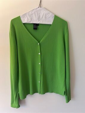 Bright Green V-Neck Button Cardigan